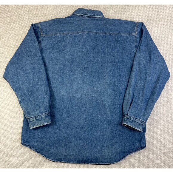 Vintage Carhartt Jacket Men's XL Tall Blue Denim Fleece Lined Shacket S115DST - Picture 3 of 9